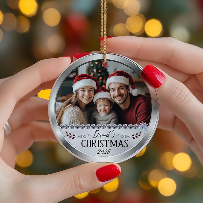 Personalized Baby’s First Christmas Photo Christmas Ornament 2025 - My First Holiday Keepsake - Custom Newborn Ornament - Sweet Gift for New Parents Mom Dad - Baby Holiday Memory Decoration