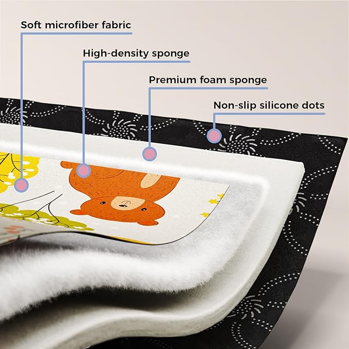 Baby Play Mat 71" X 59" Playpen Mat Upgraded Thicken Baby Floor Play Mat Non-Slip Cushioned Crawling Mat Waterproof Activity Playmats for Babies Toddlers Infants (71X59, Fox)