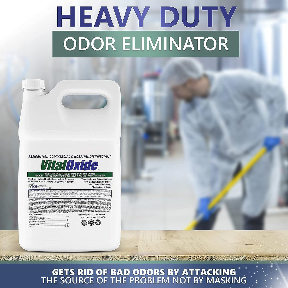 Vital Oxide Disinfectant, Deodorizer, Cleaner, Food-Contact Sanitizer, Virucide – (EPA registration #82972-1) – Kills Mold & Mildew, Eliminates Odors-1 Gallon