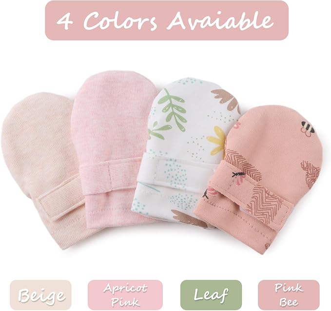 Newborn Baby Mittens Infant No Scratch Gloves Cotton Mitts for Baby Girls Boys