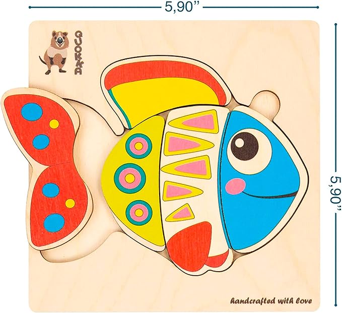 QUOKKA Wooden Puzzles for Toddlers 3-4 - 6XSET Toddler Puzzles Ages 3-4 - Wood Learning Montessori Toys 3-5 Year Old - Preschool Animal Travel Game Gift for Boys & Girls