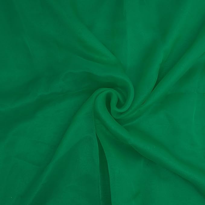 Organza Fabric 10 Yard Bridal Solid Sheer Bolt for Home Décor, Table Décor, Bridal, Fashion, Crafts, Decorations Silky Shiny Organza 44" - (10 Yard, Green)