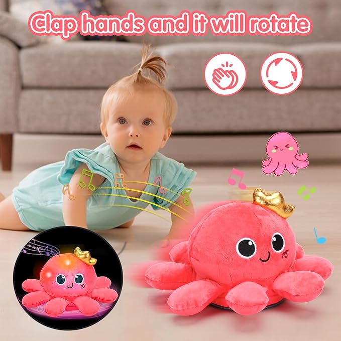 Baby Crawling & Walking Toys 6-12 Months Musical Octopus Plush Light up Stuffed Animal Dancing 1 Year Old Girl Gifts Music Sensory Walking Toy 0-6 7 8 9 Months Learning Newborn Baby Girl Birthday Gift