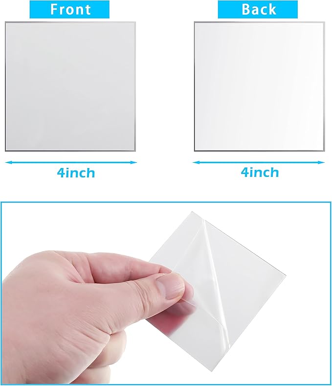 Jetec Mini Size Acrylic Square Mirror Adhesive Small Square Mirror Tiles for Crafts and DIY Projects Supplies(50 Pcs,4 Inches)
