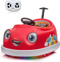 12V Dual Battery Electric Ride on Kids Bumper Car w/Remote Control,360 Degree Spin,Push Rod Rocker Horse Function,3-Speeds Babies & Toddlers Bumping Car Ride on Toy Gift for 1-4 Years Children (Red)