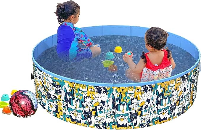 Foldable Dog Pool Pet Bath Pool Collapsible Portable Hard Plastic PVC Pool Bathing Tub Durable Indoor & Outdoor Swimming Kiddie Pool for Dogs Cats 31.5"