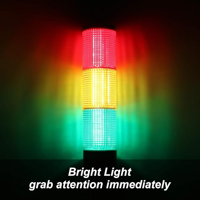 Tower Stack Lights, Industrial Warning Signal Lights Tower Lamps Column, Factory Workshop Safety RGB Signal Indicator, LED Andon Lights (110V, 2 Tiers, with Sound)