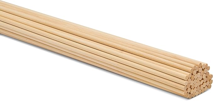 Dowel Rods Wood Sticks Wooden Dowel Rods 3/16 x 36 Inch Unfinished Hardwood Sticks for Crafts and DIY'ers 50 Pieces by Woodpeckers