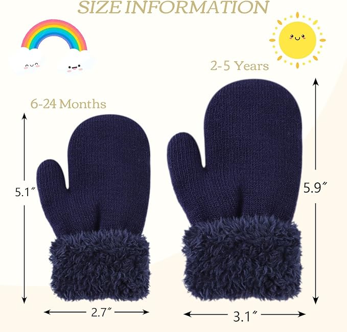 PESAAT Baby Girl Mittens Fleece Toddler Boy Mittens Warm Kids Winter Gloves Unisex Cold Weather Baby Gloves