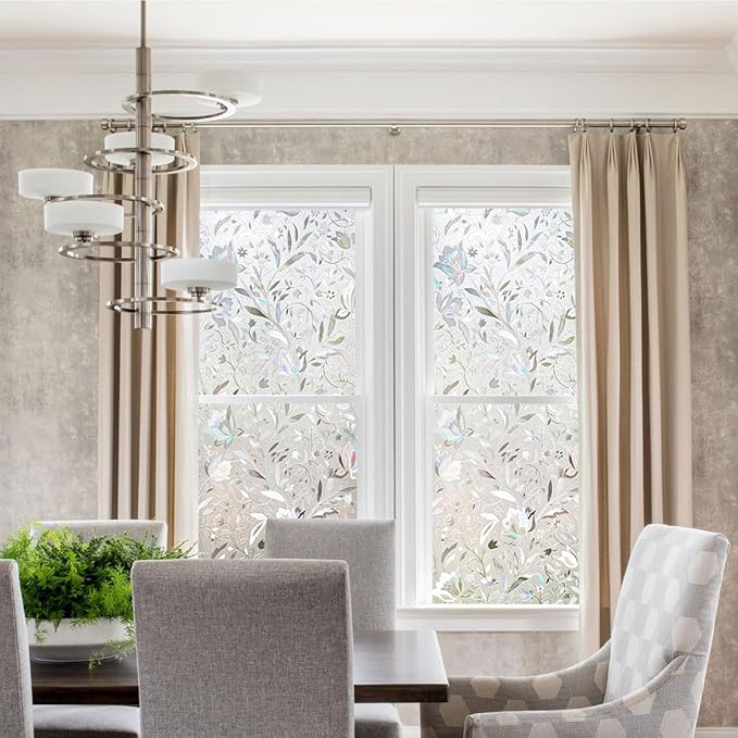 Kromapolis Window Film, Window Privacy Film, Vinyl Glass Covering, Stained Glass Decorative Film, Window Film Privacy Frosted, Static Window Clings, Non-Adhesive, No-Glue (29.5 x 78.7inch)