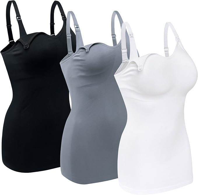 Womens Maternity Nursing Tank Cami for Breastfeeding with Adjustable Straps