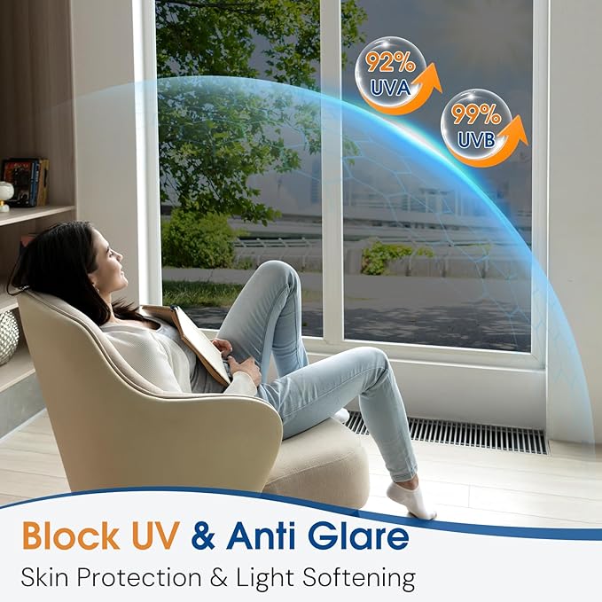 Homein One Way Privacy Window Film with Tool Window Tint for Home See Out Not in Heat Control Sun Blocking Mirror Reflective Anti UV Covering Static Cling No Glue Black-Sliver 35.4 x 157.4 inch