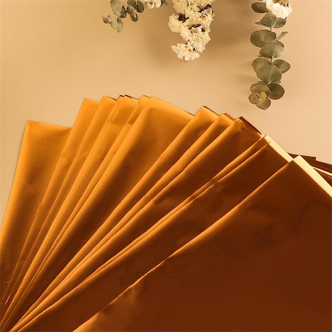 Briartw 20x29cm Hot Foil Paper 50 Sheets Pack Toner Reactive Foil Hot Stamping Foil Paper by Laser Printer and Laminator for Scrapbooking Craft Cardmaking DIY Album (Bronze, 100 Sheets)
