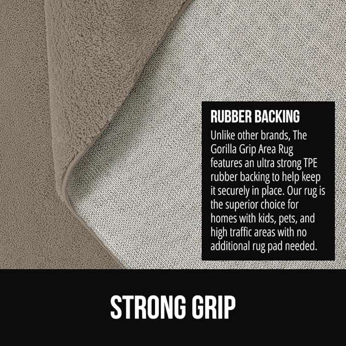 GORILLA GRIP Ultra Soft Washable Area Rug, Stain and Slip Resistant Plush Thick Carpet for Bedroom Living Room, No Shed Floor Rugs, Pet Friendly, Dorm Essentials, Kids Nursery Home Decor, 3x5, Taupe