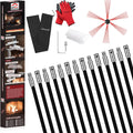 46 Feet Chimney Sweep Kit, Chimney Cleaning Kit with 14 Flexible Black Chimney Rods, Chimney Brush, Rotary Chimney Cleaning System Driven by Drill for Sweeping Fireplace