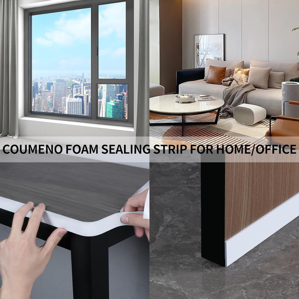 Single-Sided Adhesive White Foam Tape (EVA Material), Single-Sided Sealing Foam pad Sponge Tape for Window Waterproofing, self-Adhesive, Suitable for Sealing Doors and Windows 1.2inX9.84FT