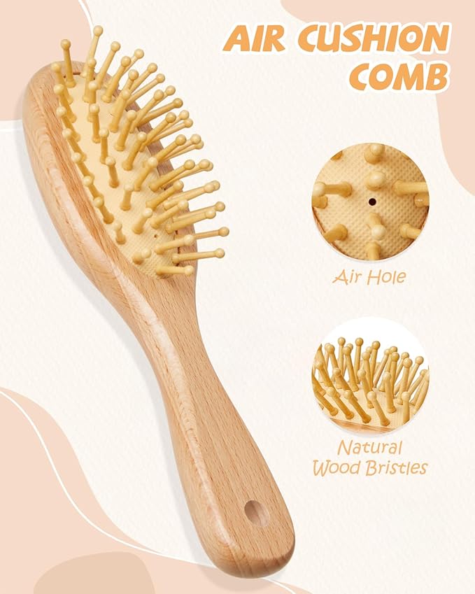 Lictin Baby Hair Brush and Comb Set, 4 Pcs Newborn Hair Brush with Soft Bristle, Natural Goat Hair and Wood Baby Cradle Cap Comb for Newborns & Toddlers, Newborn Baby Essentials, Perfect Registry Gift