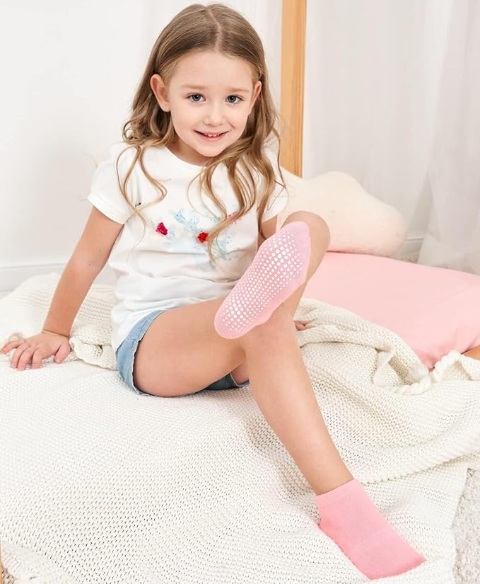 Zaples Baby Non Slip Grip Ankle Socks with Non Skid Soles for Infants Toddlers Kids Boys Girls