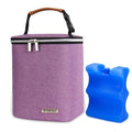 Breast Milk Cooler Bag with Ice Pack Fits 4 Baby Bottles Up to 9 Ounce, Baby Bottle Bag Great for Nursing Mom Daycare, Purple