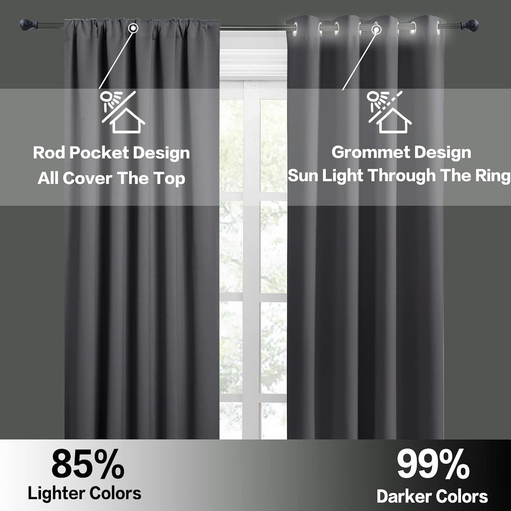 RYB HOME RV Camper Door Window Curtains -Blackout Privacy Curtains & Drapes for Bathroom Bedroom Kitchen Portable Travel Trailer Small Window Decor, W 34 x L 24, Grey, 2 Panels