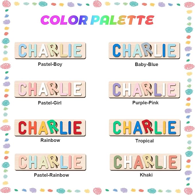 Personalized Name Puzzle for Toddlers 1-3 Wooden Alphabet Shape Number Blocks Personalized Baby Gifts 1st Birthday for Girls & Boys Preschool Educational Montesorri Toys for 1 Year Old 2 3 4 5