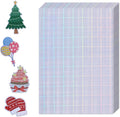 36 Sheets Holographic Sticker Paper,Holographic Laminate Sheets,A4 Size Clear Vinyl Sticker Sheets Self-Adhesive Rainbow Overlay Sheets,11.7 x 8.3 Inches（Grid）