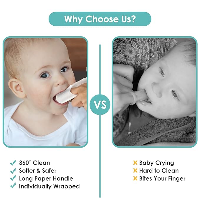 dearlomum Toddler Baby Dry Wipes, Newborn Tongue Cleaner, 60PCS Disposable Infant Wipes Clean Mouth,Gauze Gum Cleaner Toothbrush Baby Oral Cleaning Stick Dental Care for 0-36 Month
