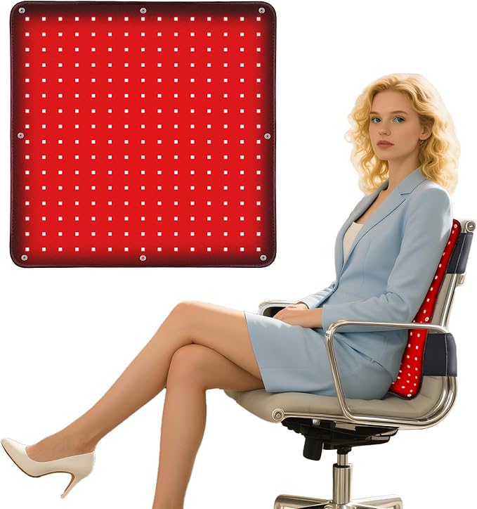 18" x 18"Red Light Therapy Mat for Body, 255 LEDs 660nm 850nm Infrared Light Therapy Heating Pad with Car Charger Plug for Back Knee Joints 50w 10Hz/40Hz Pulse Mode