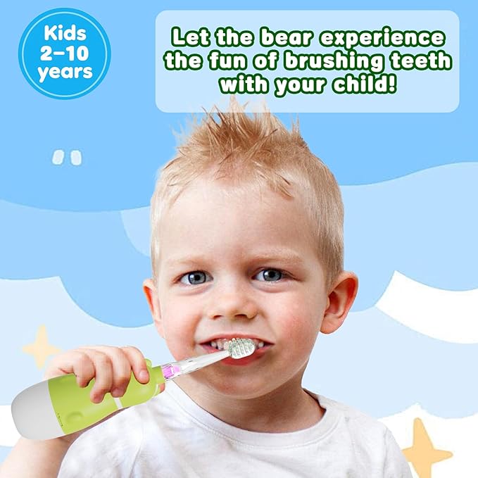 Kids Battery-Powered Electric Toothbrush for Toddler Ages 2-10, Extra Soft Bristles with 3 Cleaning Modes, 2-Min LED Timer IPX7 Waterproof Deep Clean