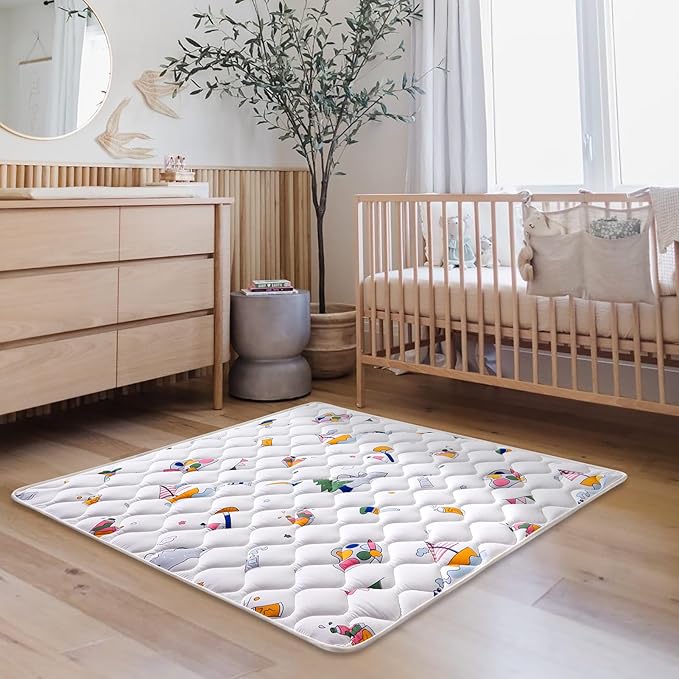 High-Density Foam Baby Play Mat, 36x36 Inches Thicken One-Piece Comfortable and Soft Playmat, Non Slip Machine Washable Floor Mat for Infants, Tapete para Bebes,Toddlers