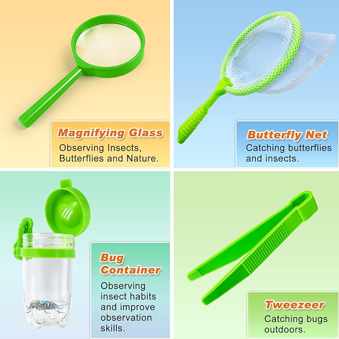 Kids Explorer Kit & Bug Catcher Kit, Kids Camping Gear for Kids, Outdoor Exploration Set with Vest & Hat, Ideal Outdoor Camping Adventure Toys for Ages 3 4 5 6 7 8 Boys Girls
