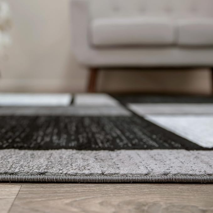 Rugshop Contemporary Modern Boxes for Home Office,Living Room,Bedroom,Kitchen Non Shedding Oval Area Rug 5' x 7' Gray