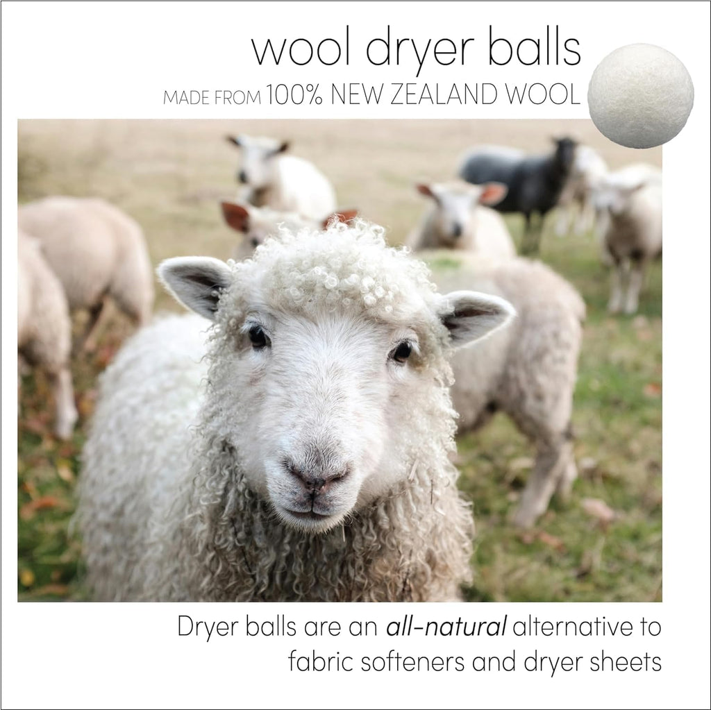 Three by Three Seattle Felt·Like·it!™ Wool Dryer Balls + Storage Bin: Reduce Drying Time, Static Cling, and Energy Use | Natural Alternative to Fabric Softeners (Pack of 6)