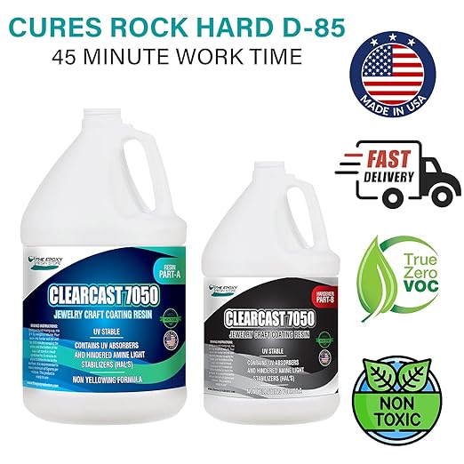 The Epoxy Resin Store Clearcast 7050 UV Resisting Jewelry Craft 2 Part Resin Kit for Art and Decorative Applications, 1.5 Gallons