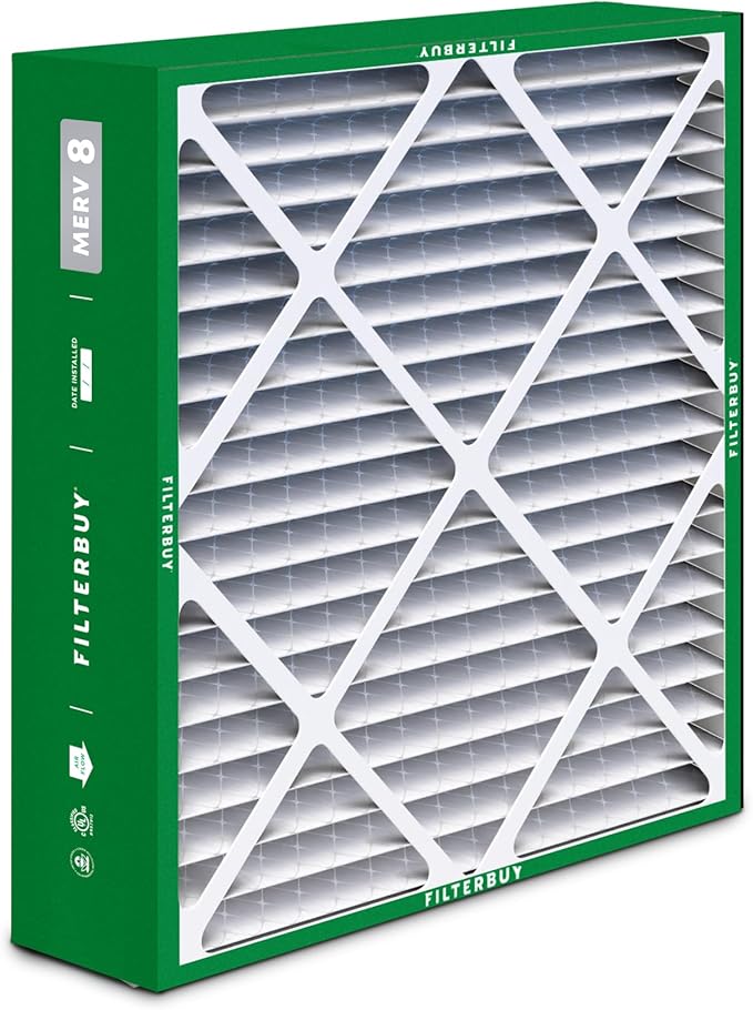 Filterbuy 22x24x5 Air Filter MERV 8 Essential Dust & Allergy Defense (2-Pack), Electrostatic Pleated HVAC AC Furnace Filters for Amana, Goodman, and Five Seasons (Actual Size: 22.06 x 23.94 x 5.25)