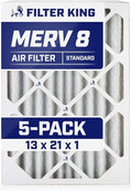Filter King 13x21x1 Air Filter | 5-PACK | MERV 8 HVAC Pleated A/C Furnace Filters | MADE IN USA | Actual Size: 13 x 21 x .75"