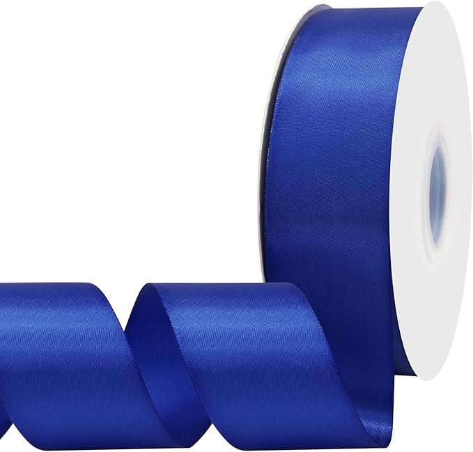 Cobalt Blue Satin Ribbon 1-1/2" X 50 Yards Solid Color Double Faced Ribbons Perfect for Crafts Wedding Decor Bow Making Arts Sewing and More