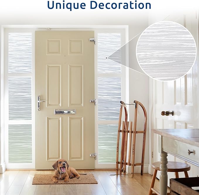 rabbitgoo Window Privacy Film Frosted Glass Film Removable Vinyl Door Coverings UV Blocking Decorative Static Cling Non-Adhesive Window Clings Sticker for Home Decor, 29.5 x 157.4 Inches