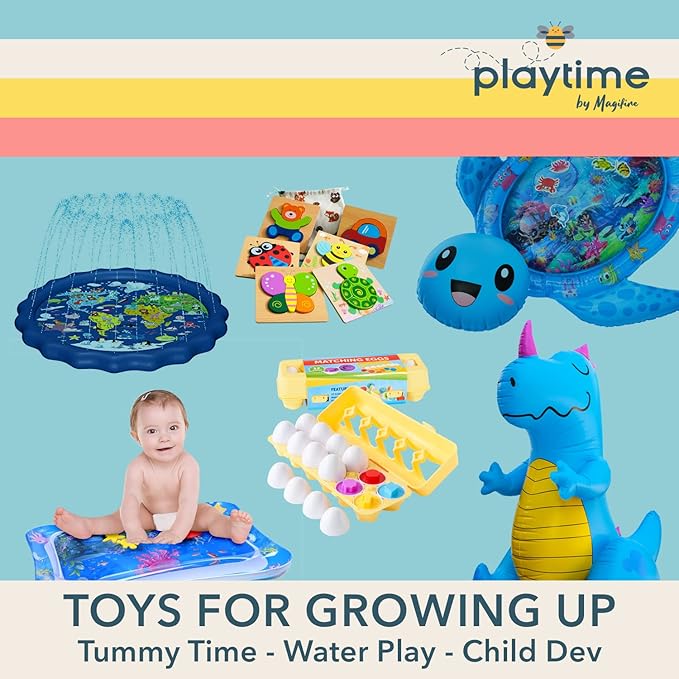 MAGIFIRE Wooden Puzzles 12-18 Months - Multicolor 6-Pack Animal & Vehicle Shapes with Storage Bag - Chunky Wood Puzzles for Fine Motor & Hand‐Eye Coordination - Ideal Toddler Gifts Age 1-2