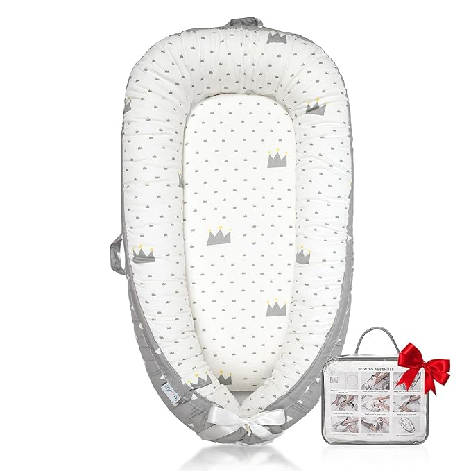 Baby Lounger | Organic Cotton Infant Lounger | Reversible, Adjustable & Portable Floor Lounger | Soft, Breathable, Washable Cover
