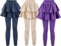 Girls School Uniform Pants Leggings with Skirts Stretch Warm Jegging 4-12 Years