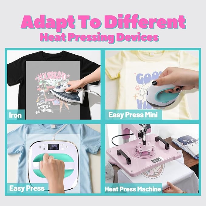 Lovein Pinkie Non-Stick Teflon Paper for Heat Press Transfer Sheet(10 Sheets, 8.5x11) Reusable Heat Resistant Perfect for Heat Transfer Paper of Crafting Needs