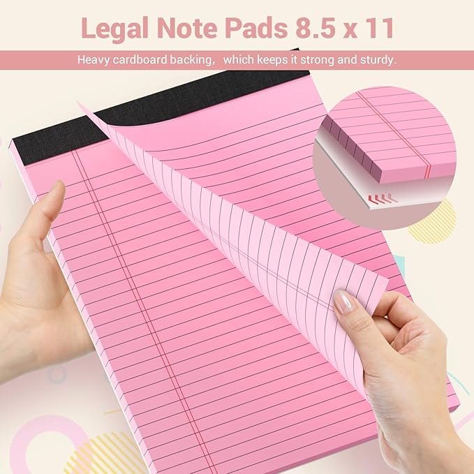 Legal Pads 8.5 x 11 Colored Note Pads, 2 Pack Notepads 8.5 x 11 Lined Paper, Colored Notebook Paper Writing Pads 30 Sheets per Colored Paper Pads 8.5 x 11 for Purple Legal Pads Home Office School