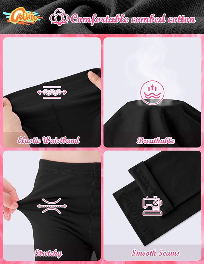 Girls Leggings Cotton Leggings for Toddler Footless Girls Pants Stretchy Baby Girl's Pants Infant Basic Leggings Size 6M -14Y