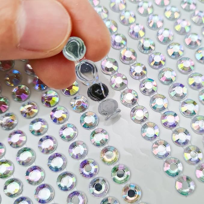 1799pcs Self Adhesive Face Gems Stickers, Hair Gems Rhinestones Stickers, Bling Jewels for Makeup, Crafts, Home Decor Scrapbooking Embellishments, 4 Sizes 3mm/4mm/5mm/6mm(AB Rhinestones)