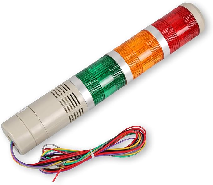 Industrial Signal Tower, Column LED Alarm Tower Lamp Flash Indicator, 3-Layer Stack LED Warning Light for Safety (DC 12V/Steady ON Light)