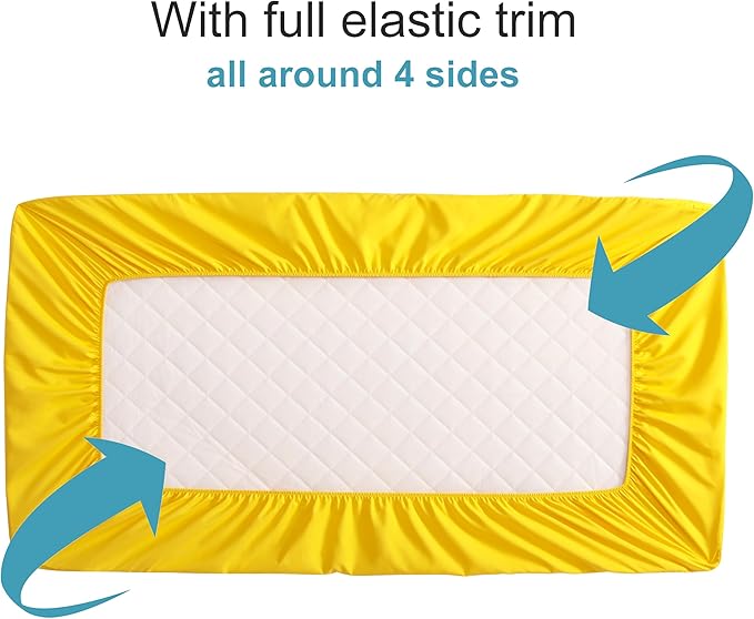 NTBAY 2 Pack Waterproof Mini Crib Mattress Protector, Quilted 24"x38" Fitted Mattress Cover - Machine Washable - Soft and Breathable Baby Mattress Pad Sheet for Mini Crib and Baby Playards, Yellow
