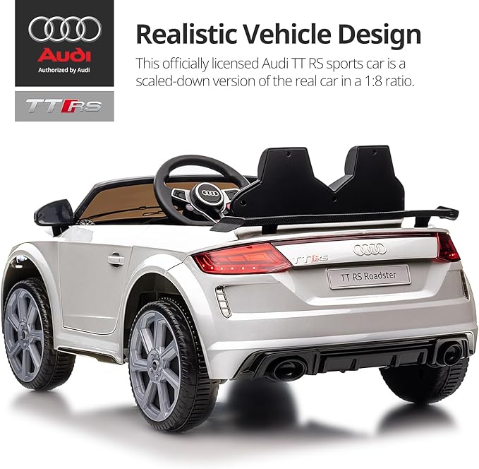Electric Ride on Car for Kids, Licensed Audi 12V 7Ah Kids Ride-on Toy for Toddlers 3-5 Year Old Girls with Remote - White