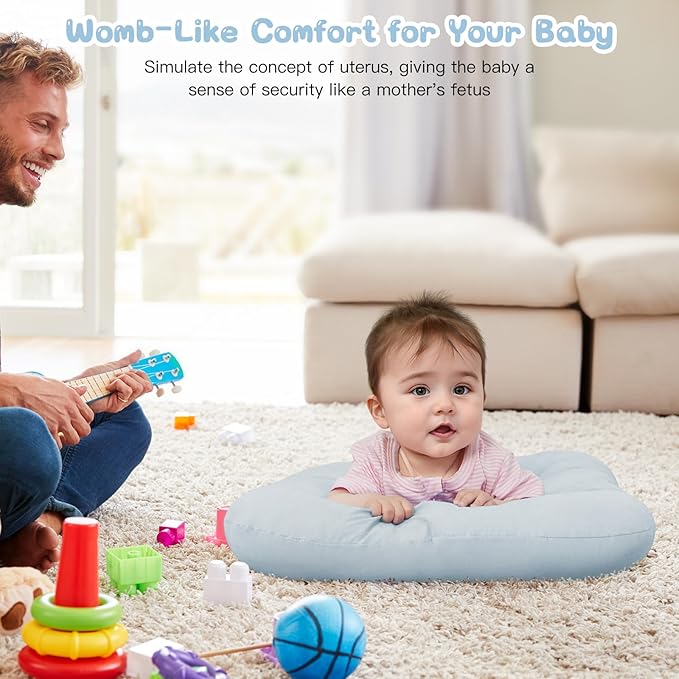 Baby Lounger for Newborn, Bionic Design Baby Lounger, Soft Organic Cotton Breathable Lounger for Infants 0-18 Months (Grayinsh Blue)