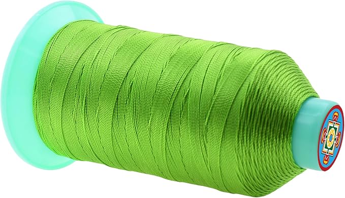 Mandala Crafts Bonded Nylon Thread Apple Green Heavy Duty Sewing Threads - 415 YDs Size 346 210D T350 Tex 350 Thread for Leather Jeans Weaving Outdoor Marine Upholstery Threads